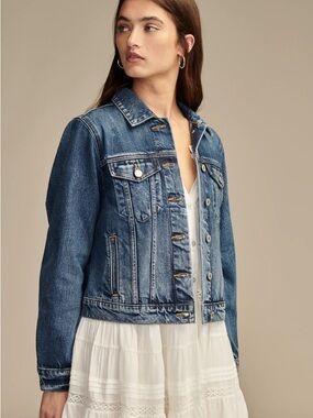 Lucky Brand Dark Blue Denim Jacket with Snap Button, Size S